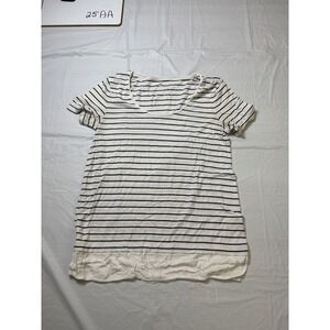 Stylus Womens‎ Shite short sleeve blouse w/black stripes Size Small